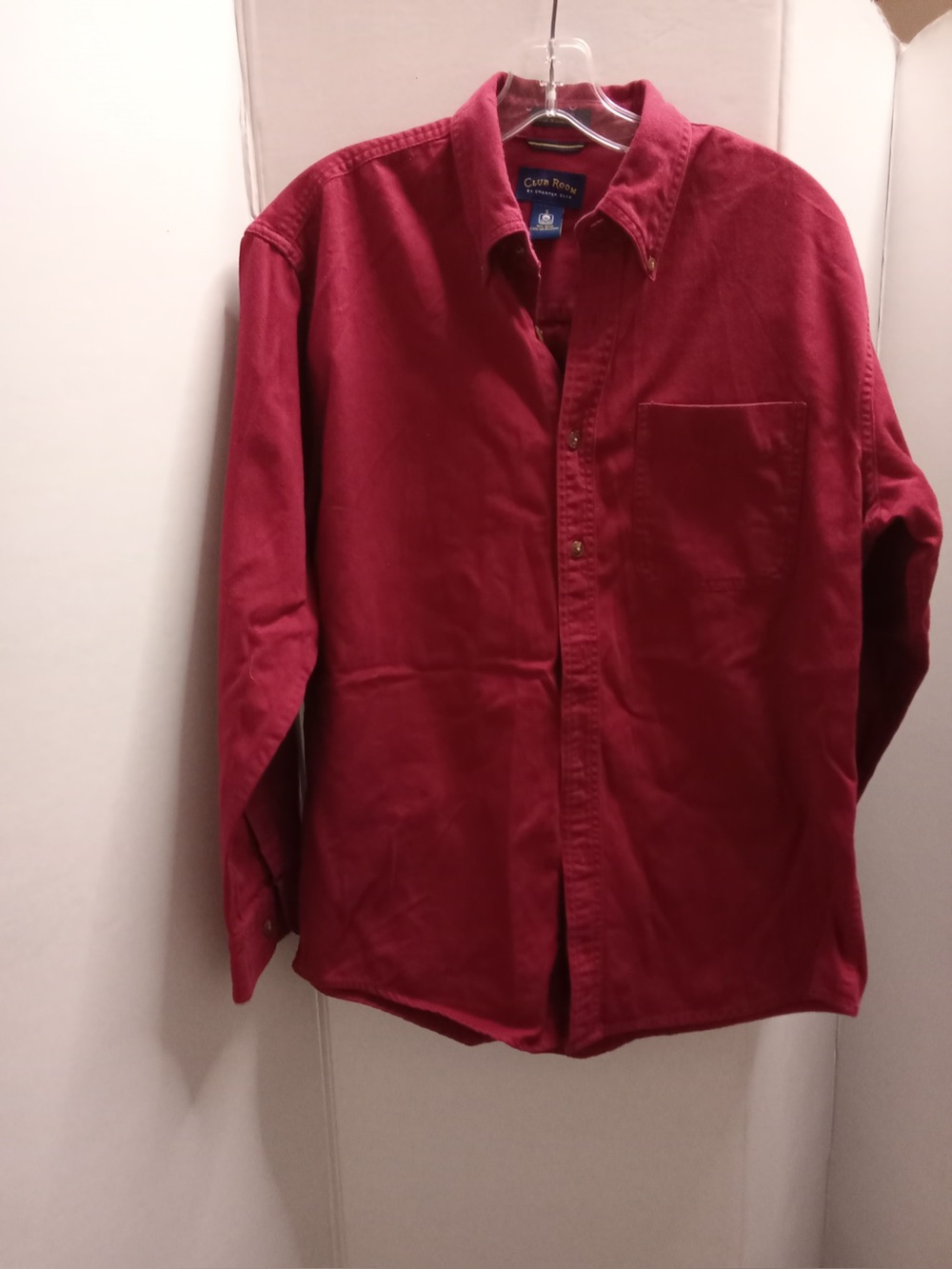 Club Room by Charter Club Men's Dark Red Cotton Button Down Shirt in Size Sma M7